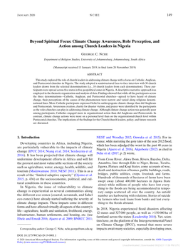 Downloaded 09/23/21 11:56 PM UTC 150 WEATHER, CLIMATE, and SOCIETY VOLUME 12 If Nothing Substantial Is Done About Climate Change Why Church Leaders? (Romm 2016)