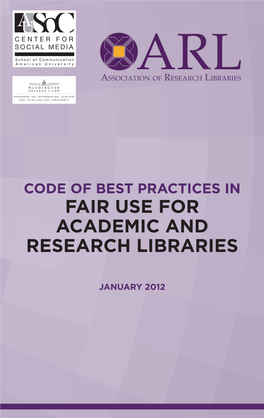 Code of Best Practices in Fair Use for Academic and Research Libraries