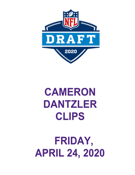 Cameron Dantzler Clips Friday, April 24, 2020