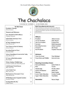 The Chachalaca Vol 10, No. 4, December, 2013