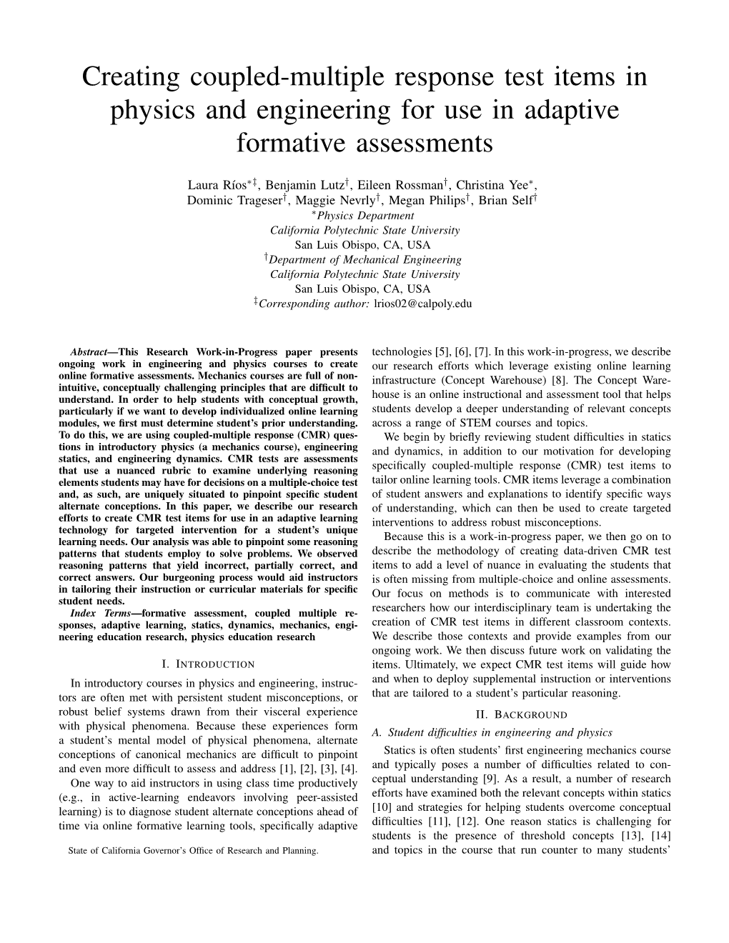 Creating Coupled-Multiple Response Test Items in Physics and Engineering for Use in Adaptive Formative Assessments