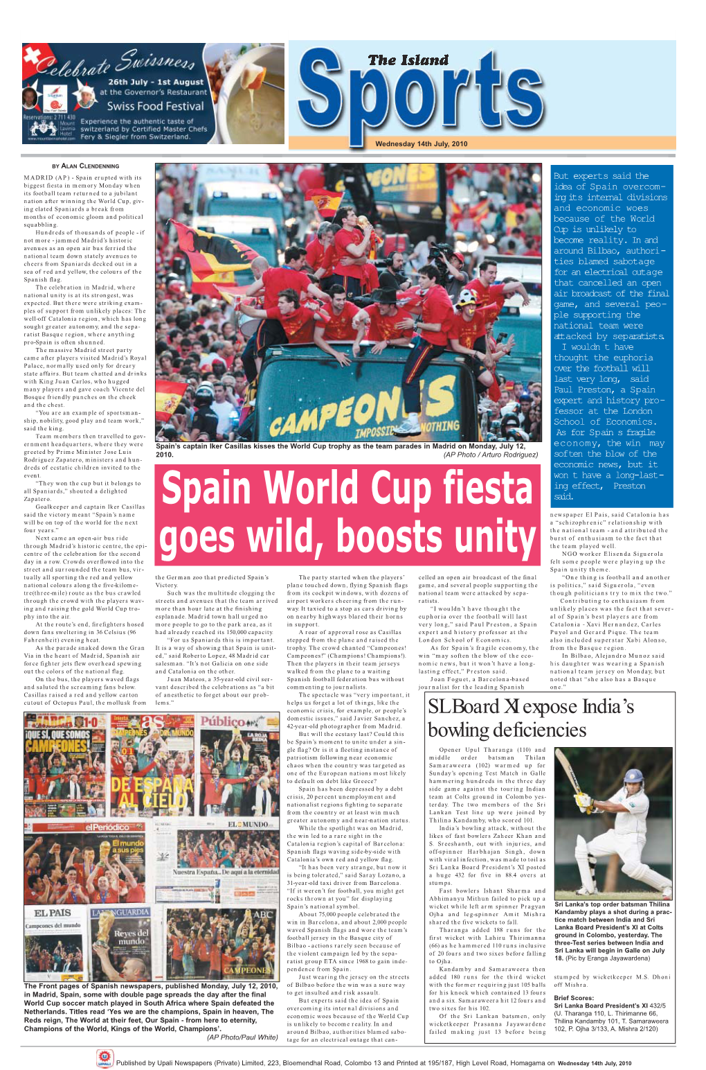 Spain World Cup Fiesta Goes Wild, Boosts Unity