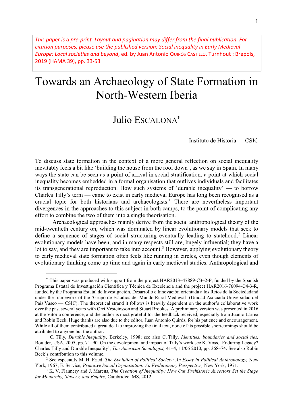 Towards an Archaeology of State Formation in North-Western Iberia