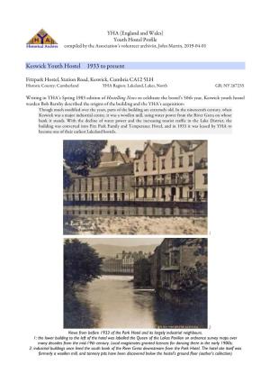 Keswick Youth Hostel 1933 to Present