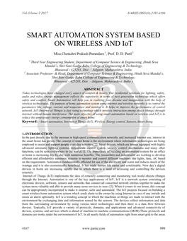SMART AUTOMATION SYSTEM BASED on WIRELESS and Iot