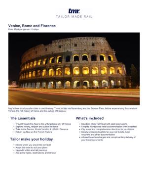 Venice, Rome and Florence from £999 Per Person // 9 Days