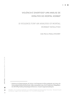 Violência É Divertido? Uma Análise De Fatalities Do Mortal Kombat Is Violence Fun?