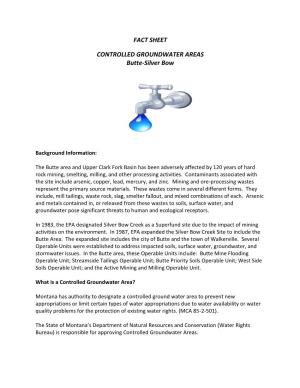 Controlled Groundwater Areas Fact Sheet