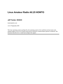 Linux Amateur Radio AX.25 HOWTO