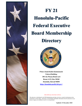 FY 21 Honolulu-Pacific Federal Executive Board Membership Directory
