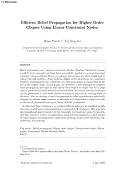 Efficient Belief Propagation for Higher Order Cliques Using Linear