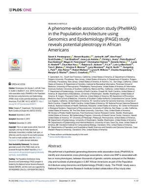 A Phenome-Wide Association Study (Phewas)