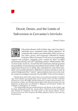 Deceit, Desire, and the Limits of Subversion in Cervantes's Interludes