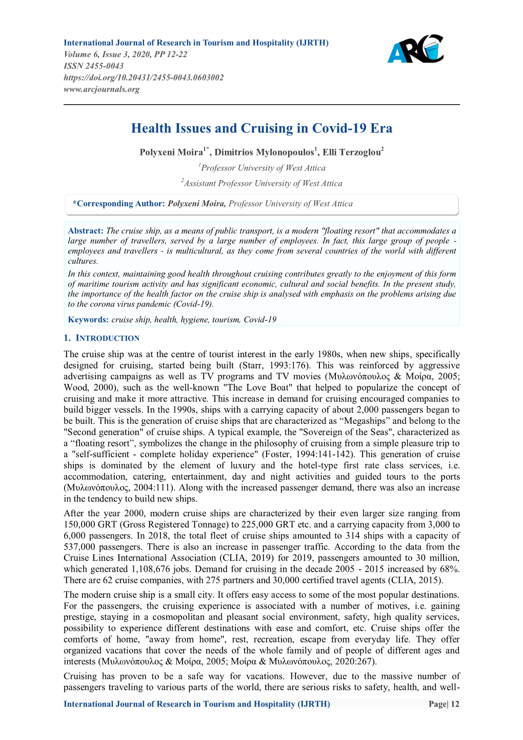 Health Issues and Cruising in Covid-19 Era