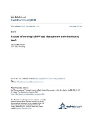 Factors Influencing Solid-Waste Management in the Developing World