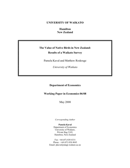 Results of a Waikato Survey Pamela Kaval