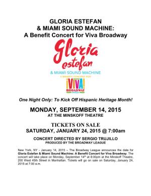 GLORIA ESTEFAN & MIAMI SOUND MACHINE: a Benefit Concert For