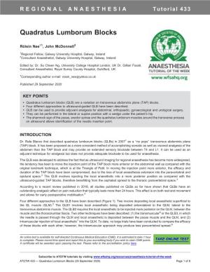 Quadratus Lumborum Blocks