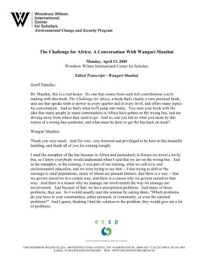 The Challenge for Africa: a Director's Forum with Wangari Maathaidownload