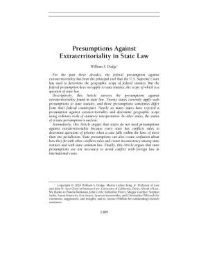 Presumptions Against Extraterritoriality in State Law