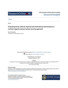 Evaluating Local, National, Regional and International Interventions in Northern Uganda Using a Human Security Approach