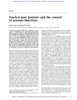 Nuclear Pore Proteins and the Control of Genome Functions