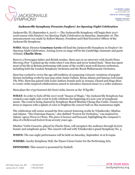 Jacksonville Symphony Presents Fanfare! an Opening Night Celebration