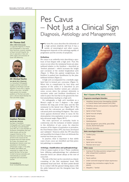 Pes Cavus – Not Just a Clinical Sign Diagnosis, Aetiology and Management