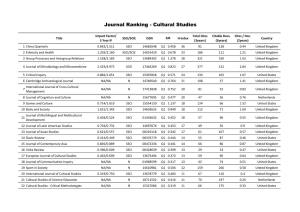Journal Ranking - Cultural Studies