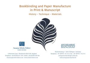 Bookbinding and Paper Manufacture in Print & Manuscript