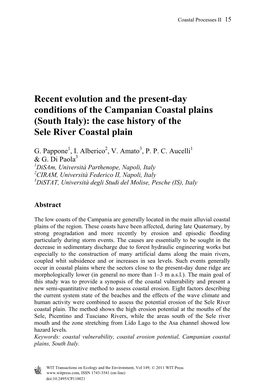 Recent Evolution and the Present-Day Conditions of the Campanian Coastal Plains (South Italy): the Case History of the Sele River Coastal Plain