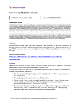 Radiofrequency Ablation for Spinal Pain