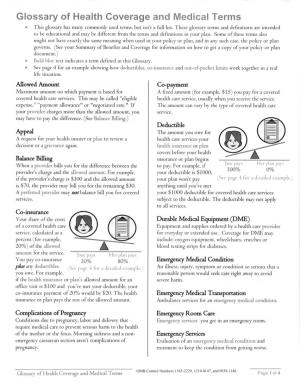 Glossary Cf Health Coverage and Medical Terms