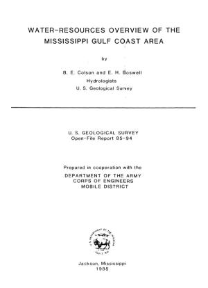 Water-Resources Overview of the Mississippi Gulf Coast Area