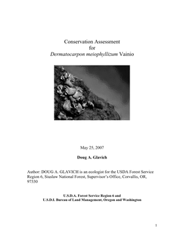 Conservation Assessment for Dermatocarpon Meiophyllizum Vainio