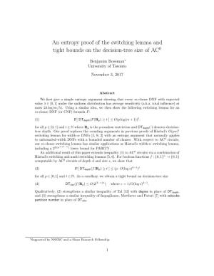 An Entropy Proof of the Switching Lemma and Tight Bounds on the Decision-Tree Size of AC0