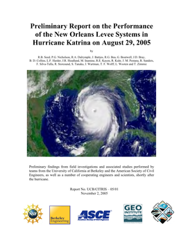 Preliminary Report on the Performance of the New Orleans Levee Systems in Hurricane Katrina on August 29, 2005
