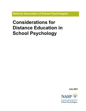 Considerations for Distance Education in School Psychology