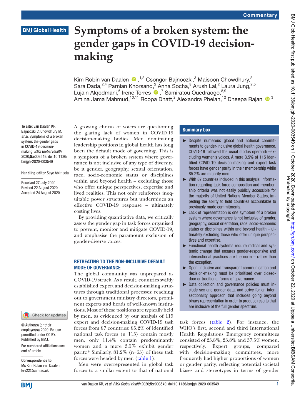 The Gender Gaps in COVID-19 Decision-Making