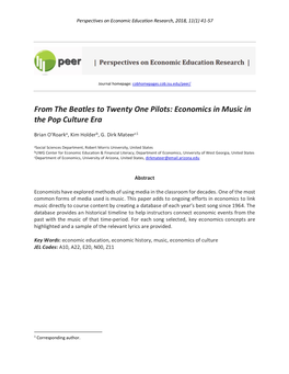 Economics in Music in the Pop Culture Era