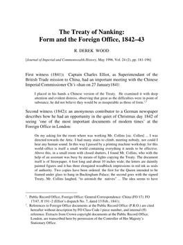 The Treaty of Nanking: Form and the Foreign Office, 1842–43