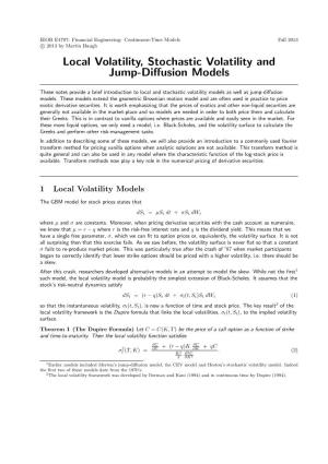 Local Volatility, Stochastic Volatility and Jump-Diffusion Models