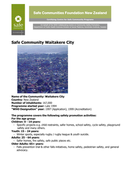 Safe Community Waitakere City