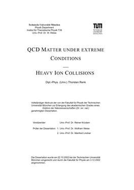 Qcd Matter Under Extreme Conditions Heavy Ion