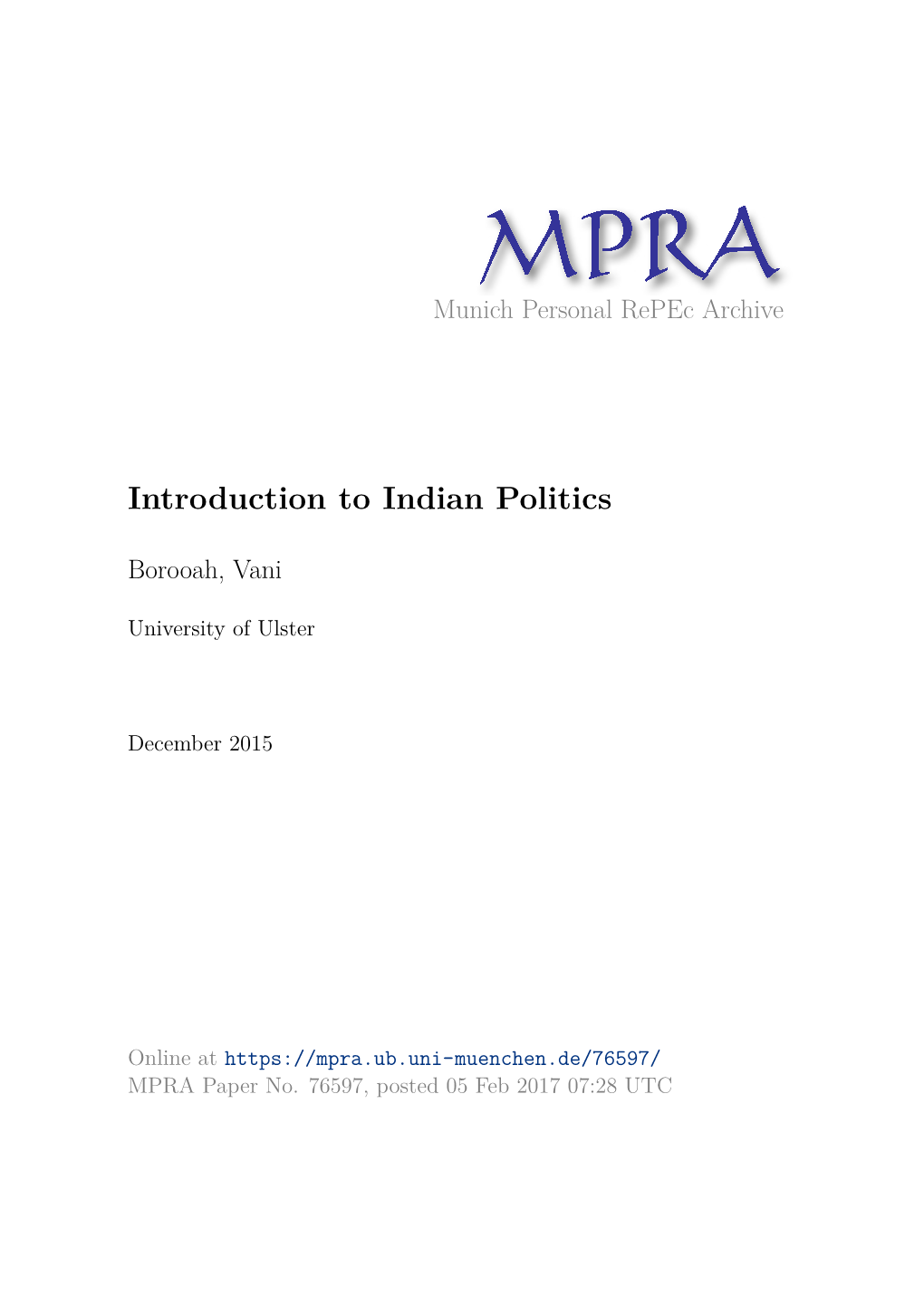 Introduction to Indian Politics