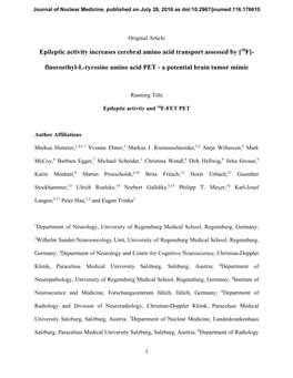 Epileptic Activity Increases Cerebral Amino Acid Transport Assessed by [18F]