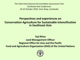 Conservation Agriculture for Sustainable Intensification in Southeast Asia