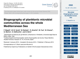 Microbial Biogeography Across the Mediterranean 4 Conclusions Sea