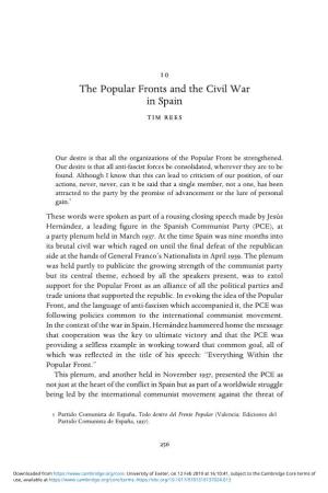 The Popular Fronts and the Civil War in Spain Tim Rees