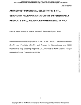 Antagonist Functional Selectivity: 5-Ht2a
